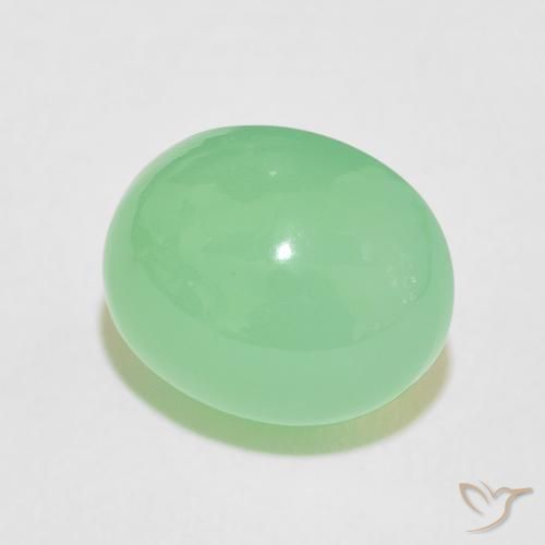 5.28 ct Green Chrysoprase Stone, Natural Chrysoprase in Oval Cabochon Shape for Sale