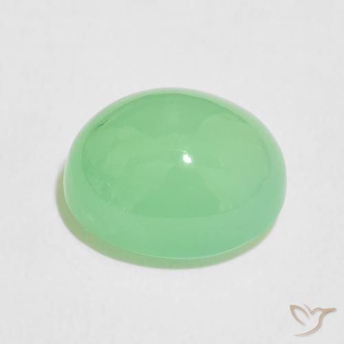Chrysoprase Gemstone in 11.4 x 9.6 mm Size for Sale, Chrysoprase Stone in Light Shamrock Green Color