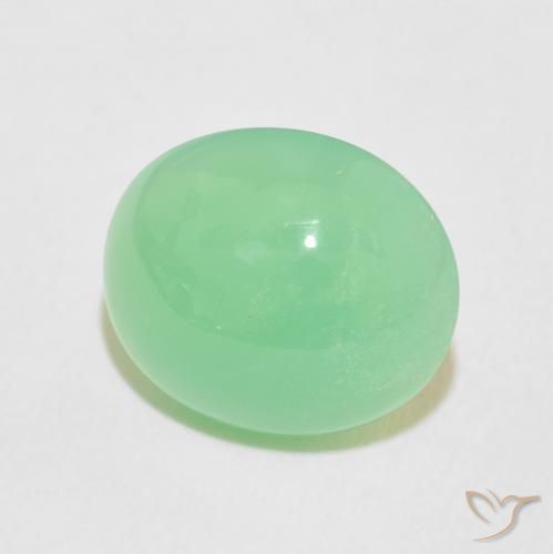 4.70 ct Green Chrysoprase Stone, Natural Chrysoprase in Oval Cabochon Shape for Sale