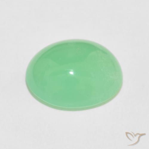 Chrysoprase Gemstone in 12.2 x 10.6 mm Size for Sale, Chrysoprase Stone in Pale Yellowish Green Color