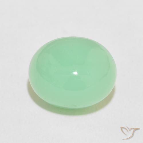 5.17 ct Green Chrysoprase Gemstone, Chrysoprase Gem in Oval Cabochon Shape for Sale.