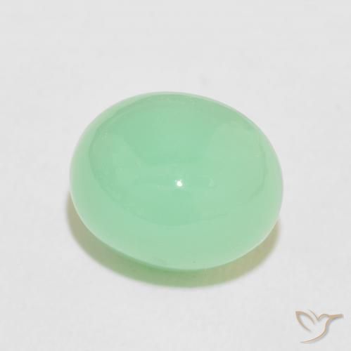 5.17 ct Green Chrysoprase Stone, Natural Chrysoprase in Oval Cabochon Shape for Sale