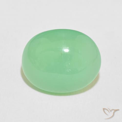 7.94ct Natural Pale Yellowish Green Chrysoprase, Oval, Opaque