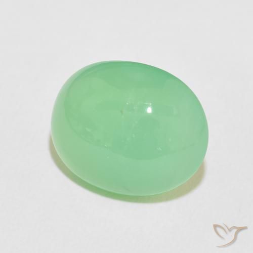 7.94 ct Green Chrysoprase Stone, Natural Chrysoprase in Oval Cabochon Shape for Sale