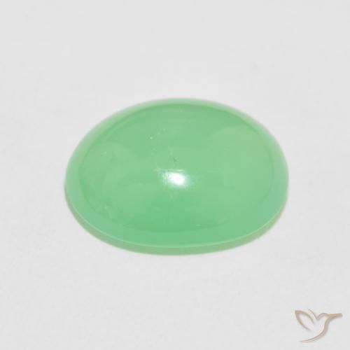 Chrysoprase Gemstone in 14.9 x 12.3 mm Size for Sale, Chrysoprase Stone in Pale Yellowish Green Color