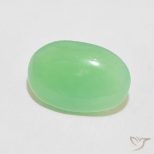 5.72 ct Green Chrysoprase Stone, Natural Chrysoprase in Oval Cabochon Shape for Sale