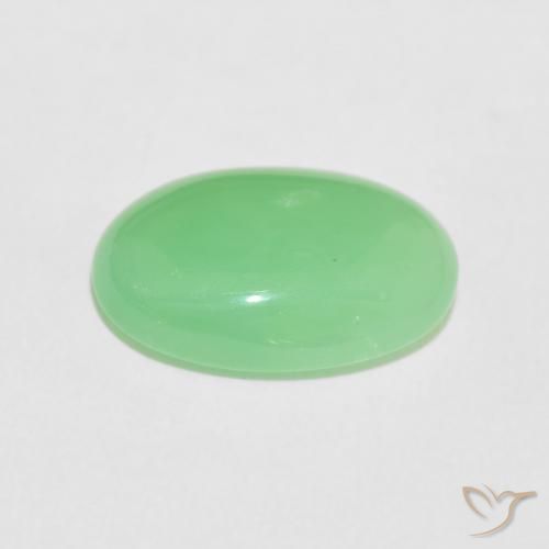 Chrysoprase Gemstone in 15.1 x 10.4 mm Size for Sale, Chrysoprase Stone in Yellowish Green Color