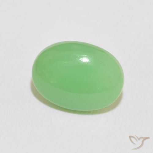 4.06 ct Green Chrysoprase Stone, Natural Chrysoprase in Oval Cabochon Shape for Sale