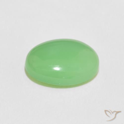 Chrysoprase Gemstone in 12.4 x 9.3 mm Size for Sale, Chrysoprase Stone in Yellowish Green Color