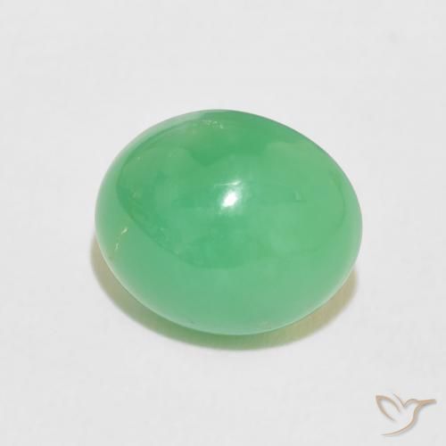 3.31 ct Green Chrysoprase Stone, Natural Chrysoprase in Oval Cabochon Shape for Sale