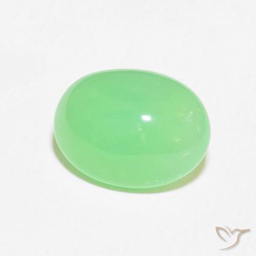 3.02 ct Green Chrysoprase Stone, Natural Chrysoprase in Oval Cabochon Shape for Sale