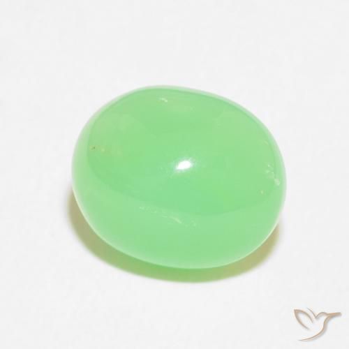 3.47 ct Green Chrysoprase Stone, Natural Chrysoprase in Oval Cabochon Shape for Sale