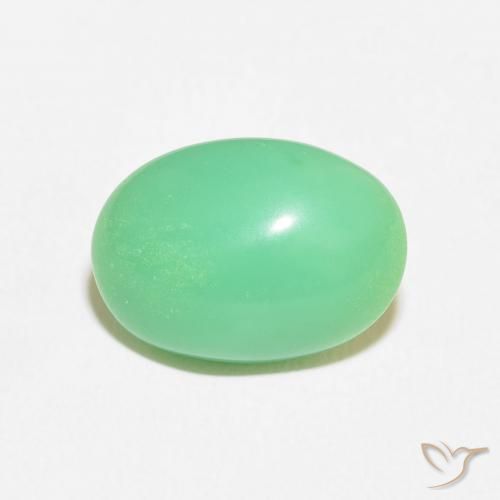 7.44ct Natural Pale Yellowish Green Chrysoprase, Oval, Opaque