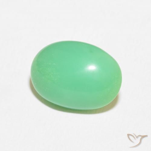 7.44 ct Green Chrysoprase Stone, Natural Chrysoprase in Oval Cabochon Shape for Sale