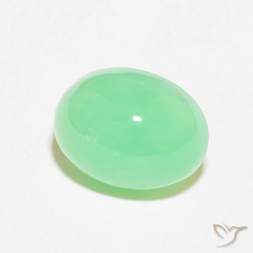 4.92 ct Green Chrysoprase Stone, Natural Chrysoprase in Oval Cabochon Shape for Sale