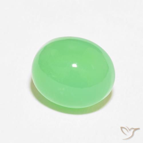 4.52 ct Green Chrysoprase Stone, Natural Chrysoprase in Oval Cabochon Shape for Sale