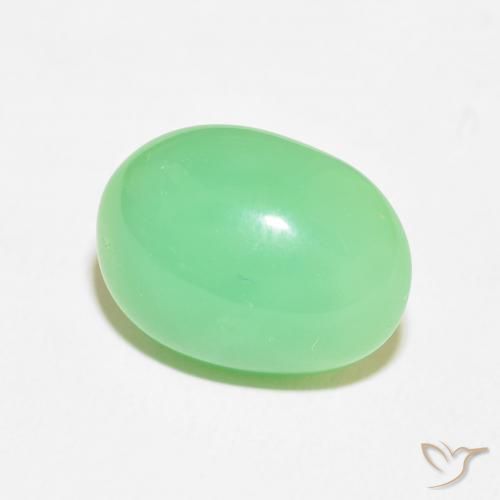 7.98 ct Green Chrysoprase Stone, Natural Chrysoprase in Oval Cabochon Shape for Sale