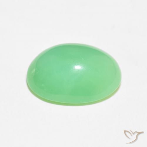 Chrysoprase Gemstone in 15 x 11.3 mm Size for Sale, Chrysoprase Stone in Light Shamrock Green Color