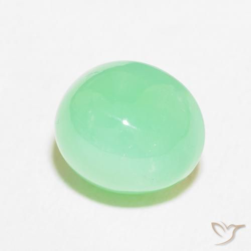 4.81 ct Green Chrysoprase Stone, Natural Chrysoprase in Oval Cabochon Shape for Sale