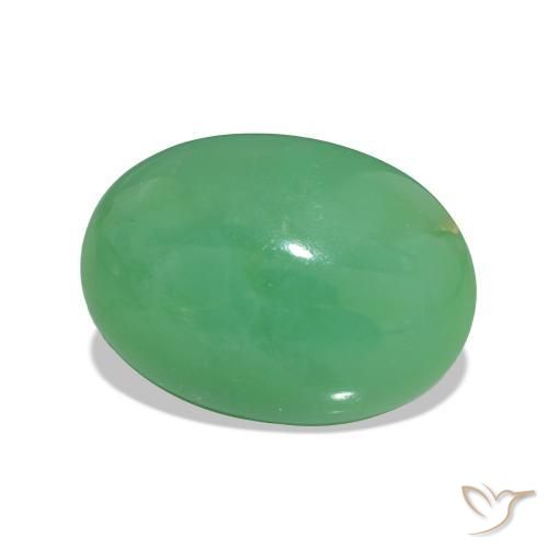 4.95 ct Green Chrysoprase Stone, Natural Chrysoprase in Oval Cabochon Shape for Sale
