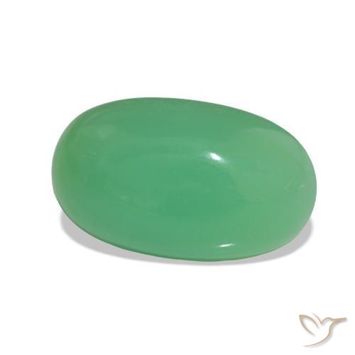 3.60 ct Green Chrysoprase Stone, Natural Chrysoprase in Oval Cabochon Shape for Sale