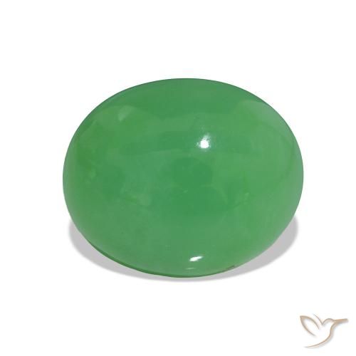 3.50 ct Green Chrysoprase Gemstone, Chrysoprase Gem in Oval Cabochon Shape for Sale.
