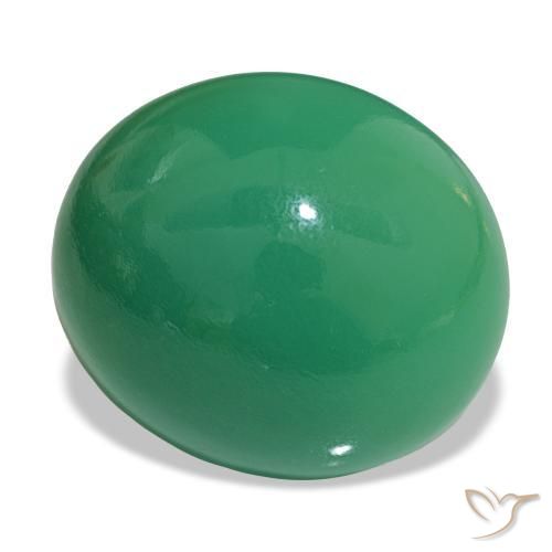21.75 ct Green Chrysoprase Stone, Natural Chrysoprase in Oval Cabochon Shape for Sale