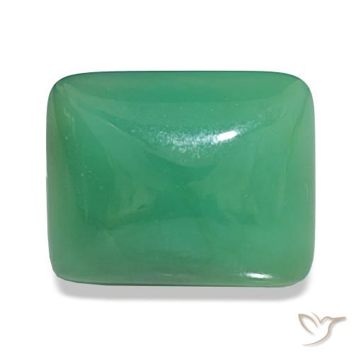 12.08 ct Green Chrysoprase Gemstone, Chrysoprase Gem in Baguette Sugarloaf Cabochon Shape for Sale.