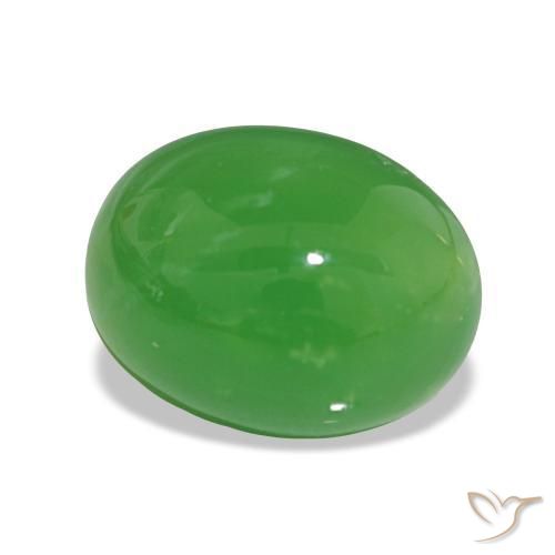 5.19 ct Green Chrysoprase Stone, Natural Chrysoprase in Oval Cabochon Shape for Sale