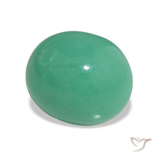 3.55 ct Green Chrysoprase Stone, Natural Chrysoprase in Oval Cabochon Shape for Sale