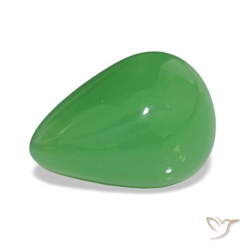 3.65 ct Green Chrysoprase Gemstone, Chrysoprase Gem in Pear Cabochon Shape for Sale.
