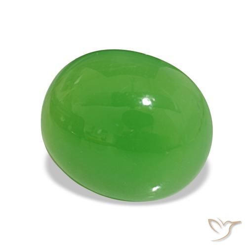 5.02 ct Green Chrysoprase Stone, Natural Chrysoprase in Oval Cabochon Shape for Sale