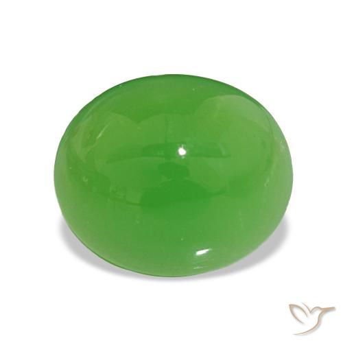 2.80 ct Green Chrysoprase Gemstone, Chrysoprase Gem in Oval Cabochon Shape for Sale.