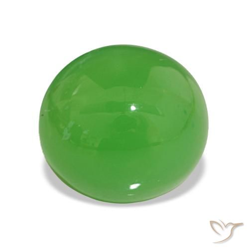 5.59 ct Green Chrysoprase Gemstone, Chrysoprase Gem in Oval Cabochon Shape for Sale.