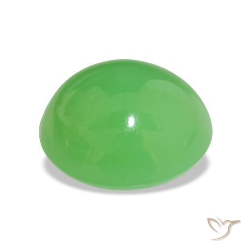Chrysoprase Gemstone in 12.7 x 11.6 mm Size for Sale, Chrysoprase Stone in Lively Green Color