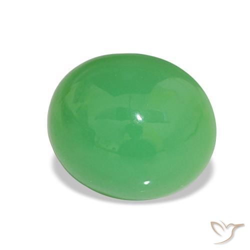3.30 ct Green Chrysoprase Stone, Natural Chrysoprase in Oval Cabochon Shape for Sale