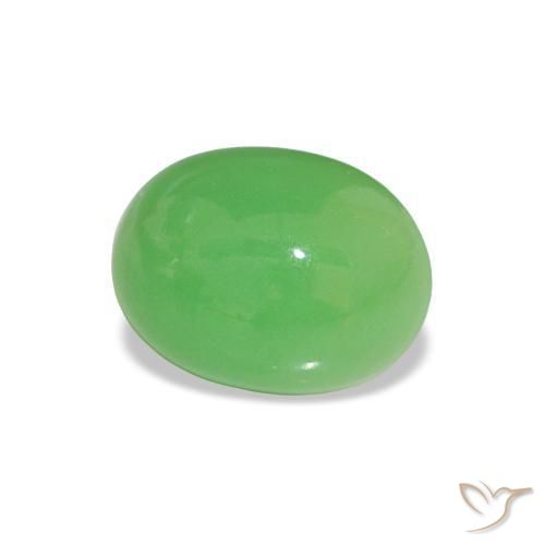 1.84 ct Green Chrysoprase Stone, Natural Chrysoprase in Oval Cabochon Shape for Sale