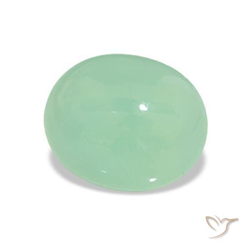 3.31 ct Green Chrysoprase Stone, Natural Chrysoprase in Oval Cabochon Shape for Sale