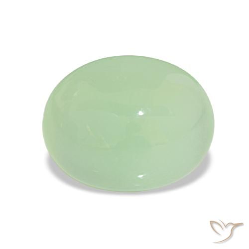 6.67 ct Green Chrysoprase Gemstone, Chrysoprase Gem in Oval Cabochon Shape for Sale.