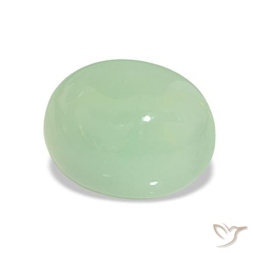 6.67 ct Green Chrysoprase Stone, Natural Chrysoprase in Oval Cabochon Shape for Sale