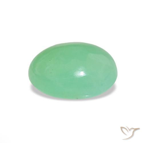Chrysoprase Gemstone in 9.6 x 7.8 mm Size for Sale, Chrysoprase Stone in Light Green Color