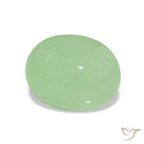 2.57 ct Green Chrysoprase Stone, Natural Chrysoprase in Oval Cabochon Shape for Sale