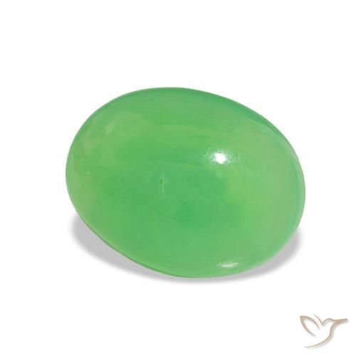 1.48 ct Green Chrysoprase Stone, Natural Chrysoprase in Oval Cabochon Shape for Sale