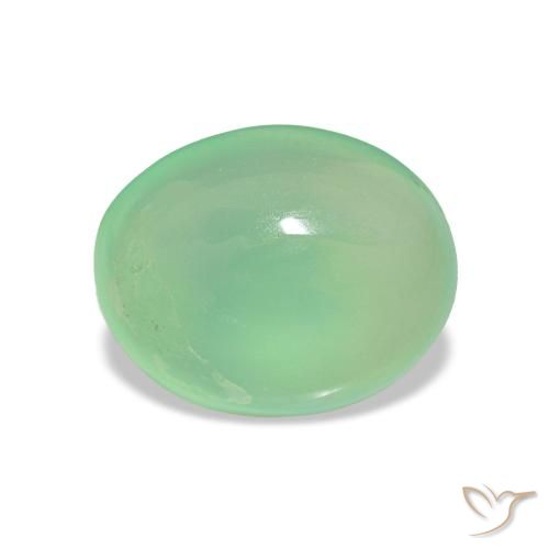 1.61 ct Green Chrysoprase Gemstone, Chrysoprase Gem in Oval Cabochon Shape for Sale.