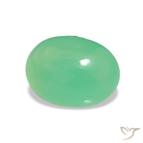 1.71 ct Green Chrysoprase Stone, Natural Chrysoprase in Oval Cabochon Shape for Sale