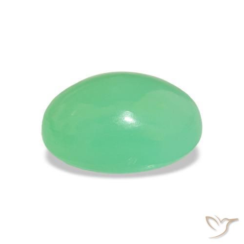 Chrysoprase Gemstone in 8.6 x 6.4 mm Size for Sale, Chrysoprase Stone in Bright Green Color