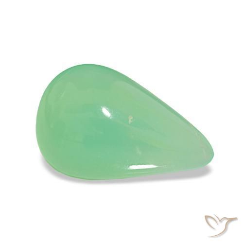3.48 ct Green Chrysoprase Stone, Natural Chrysoprase in Pear Cabochon Shape for Sale