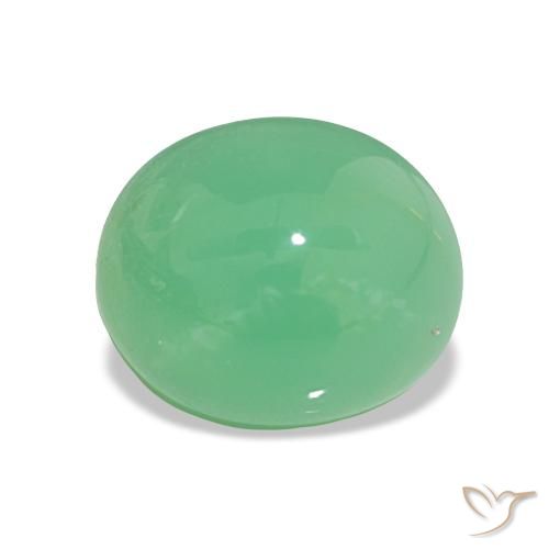 3.58 ct Green Chrysoprase Gemstone, Chrysoprase Gem in Oval Cabochon Shape for Sale.