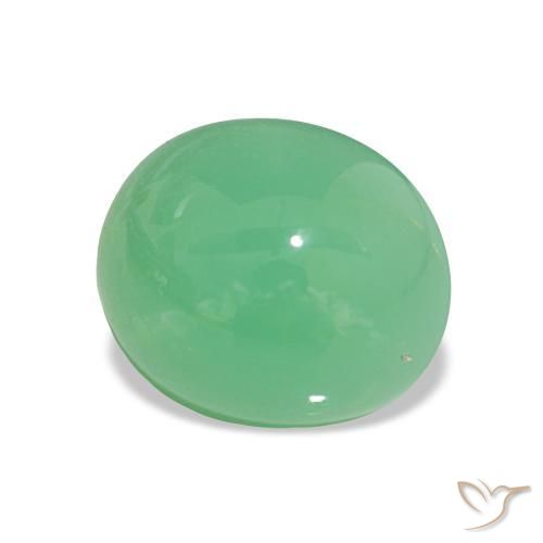 3.58 ct Green Chrysoprase Stone, Natural Chrysoprase in Oval Cabochon Shape for Sale