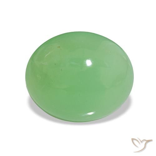 4.60 ct Green Chrysoprase Gemstone, Chrysoprase Gem in Oval Cabochon Shape for Sale.